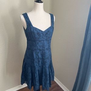 Nanette Lepore Navy Blue Eyelet Dress 10